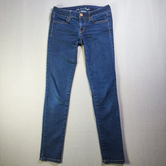 American Eagle jeggings women's size 4 ink blue skinny super stretch low-rise - Picture 1 of 13